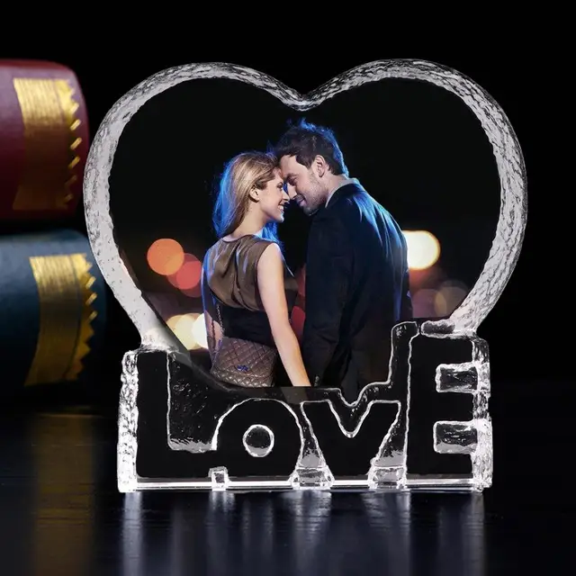 Personalized Photo LED Night Light Wood Base Crystal Photo MP3 Music Swivel Display Bluetooth Lamp RGB Remote Control For gift Only need crystal