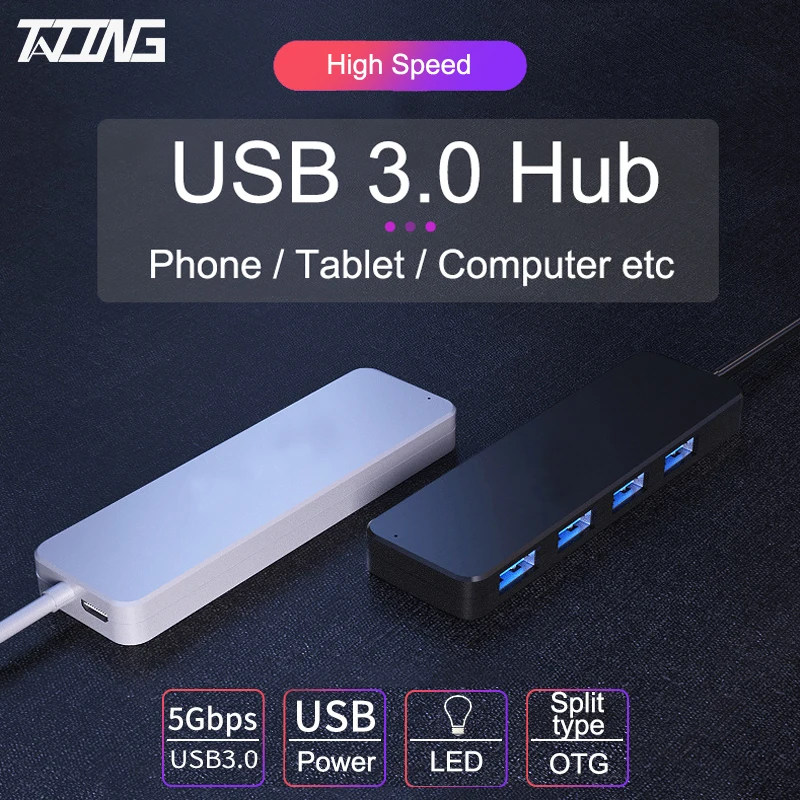 Divisor externo do cubo 4 portas de usb 3.0 com micro porta usb que carrega para imac acessórios do computador portátil hub adaptador usb