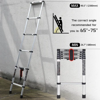 

2.3 M / 7.5ft Multi Retractable Telescopic Telescoping Ladder Aluminum Telescopic Purpose Ladder Step Ladder Telescoping