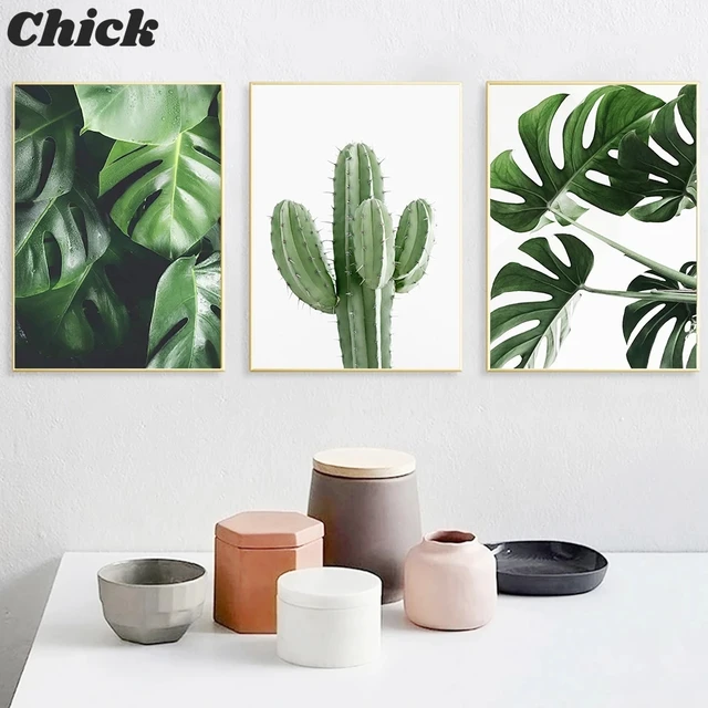 Cactus Monstera Leaf Quote Tropical Plant Wall Art Canvas Painting Nordic Posters And Prints Wall Pictures For Living Room Decor 1
