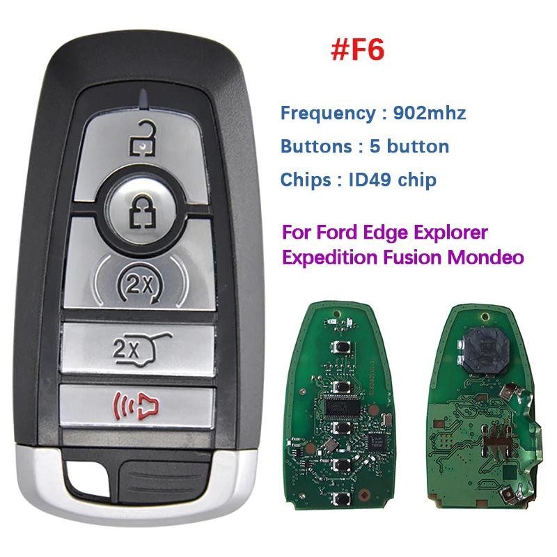 CN018109-F6 Remote 5 Button Key With 902 Mhz 49 Chip For Ford Edge Explorer Expedition Fusion Mondeo