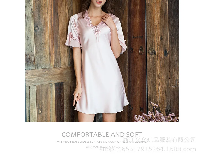 SP&CITY 6 Colors Women Lace Low Collar Dressing Gown Summer Thin Sleepwear Female V-Neck Short Dress Plus Size House Nightgown