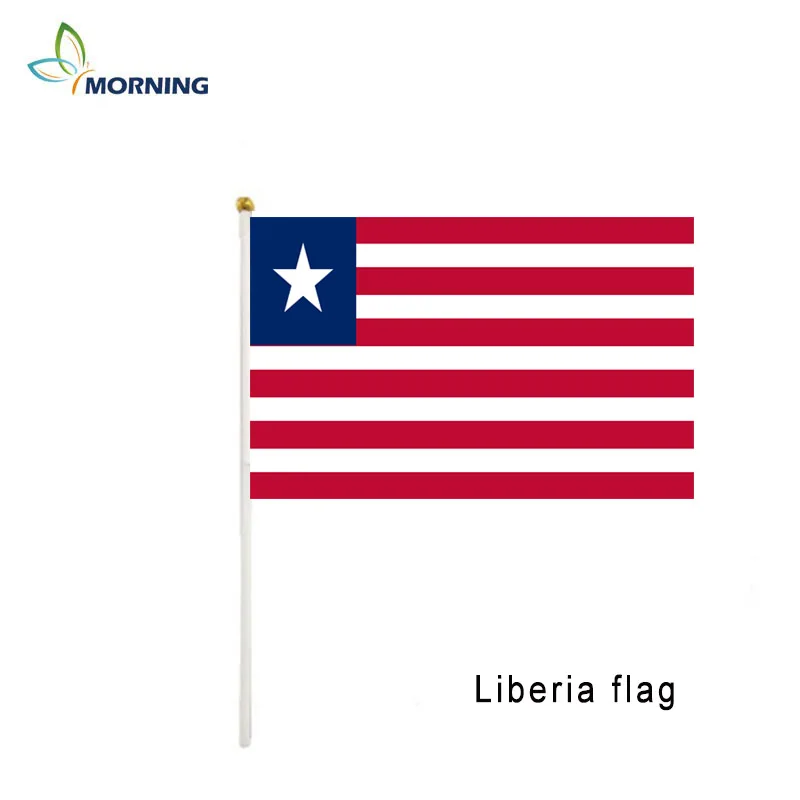 MORNING custom 10 шт маленький 14*21 см Liberia развевающийся флаг с полюсом