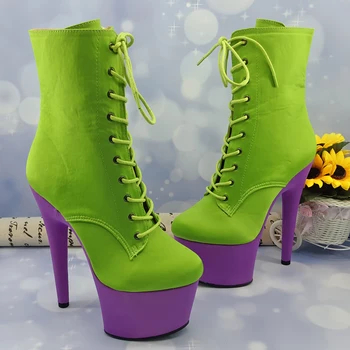 

Leecabe Newest 17CM/7inches Pole dance boot with satin High Heel platform