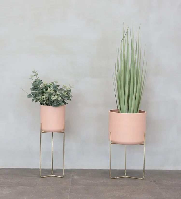 Creative Nordic Wrought Iron Flower Shelf Balcony Living Room Interior Floor-standing Simple Home Flower Pot Green Flower Stand