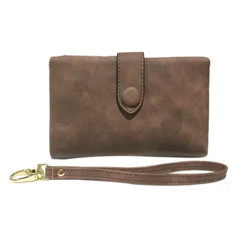 

Portable Zipper Pocket Short Practical Women Wallet Cash Buckle Multi Card Slot Bifold Design Fashion Key Durable PU Leather