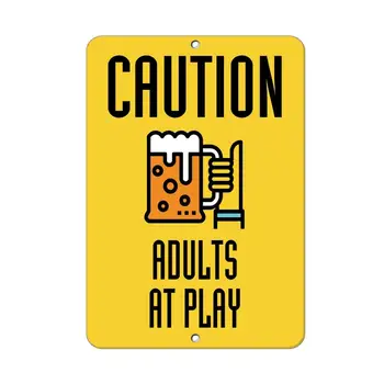 

Caution Adults at Play Style 2 Traffic Sign Aluminum Metal Sign