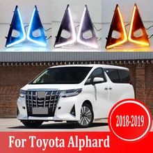 2 шт. для Toyota Alphard- Светодиодный дневной ходовой светильник DRL Автомобильная противотуманная фара 6000K Белый Желтый поворотный синий светильник