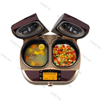

4.5L*2 Electric Rice Cooker Independent Control Non-stick Double Tank Rice Cooker Timing Funtion Porridge Soup Cooking Machine
