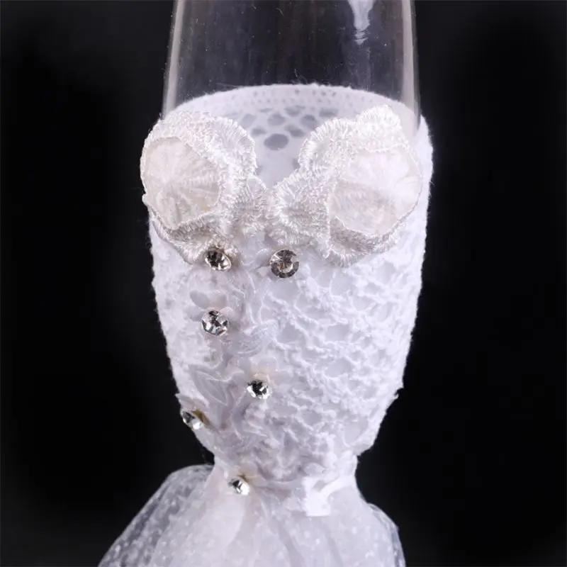 2 шт. набор свадебных стеклянных креативных черно-белых платьев с кристаллами для свадебного шампанского
