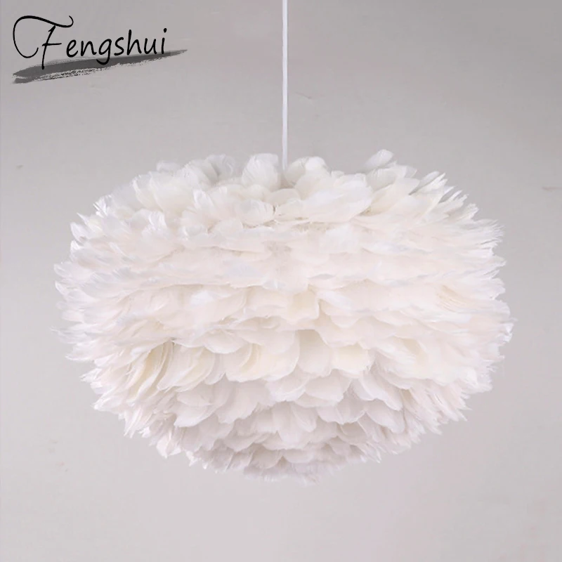 

Modern Nature Goose Feather LED Pendant Lights Lighting Romantic Pendant Lamps Restaurant Bedroom Living Room Kitchen Fixtures