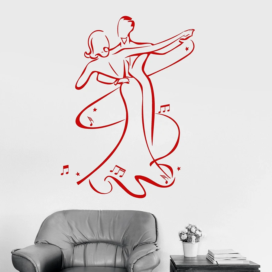 Waltz Dance Wall Decal Couple Romantic Ballroom Bedroom Interior Decor Vinyl Window Stickers Dancer Studio Elegant Mural M224 | Дом и сад