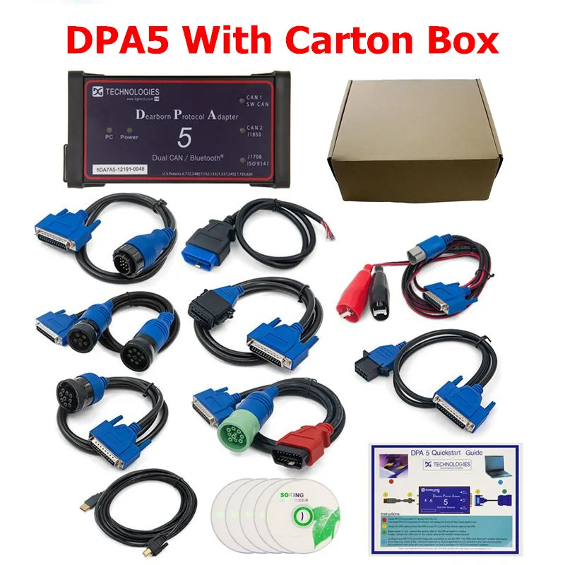 full set carton Профессиональный DPA 5 Dearborn протокол адаптер 5 Полный Адаптеры DPA5 сверхмощный грузовик сканер без Bluetooth двойной может DPA - Цвет: full set carton