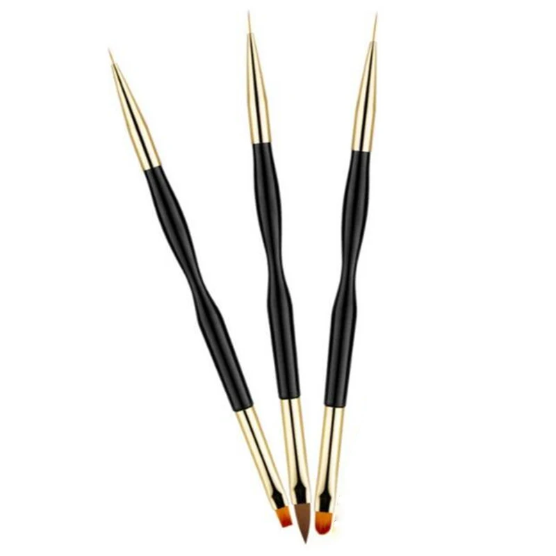 Description Picture 4 of item3pcs Profession Nail Art Metal Handle Acrylic UV Gel Extension Builder Petal Flower Painting Drawing Brush Manicure Tools