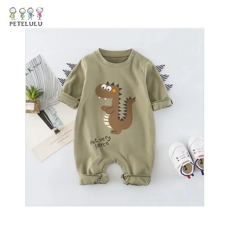 

Infants Long Sleeve Onesie Pure Cotton Men And Women Baby Spring And Autumn Little Dinosaur Modeling Romper Korean-style Newborn