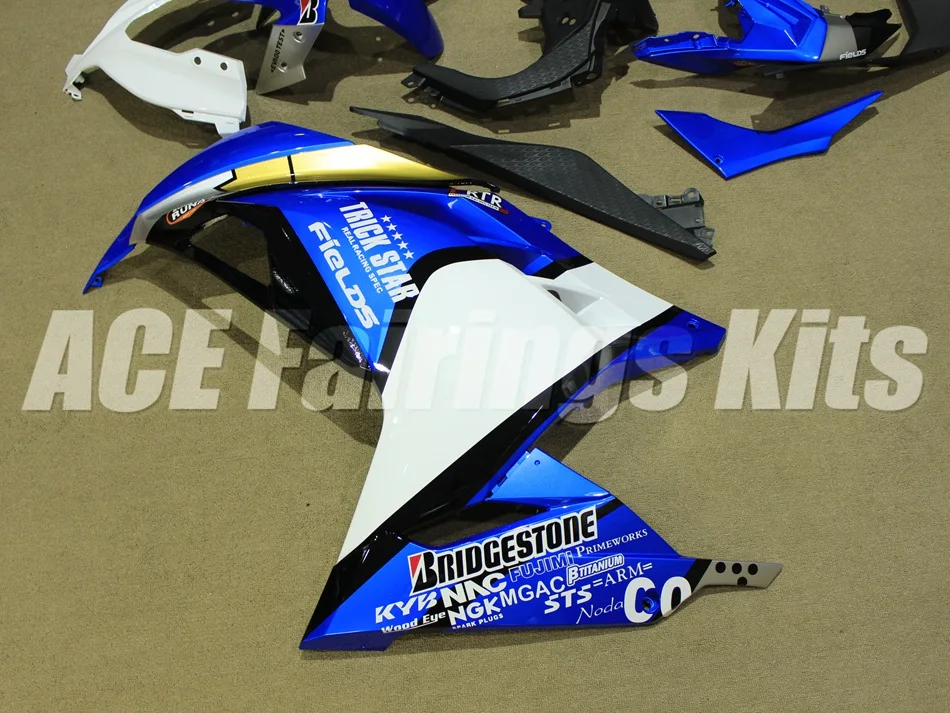 ABS обтекатель комплект для Kawasaki Ninja300 EX300 300R 2013 13 14 15 16 17 Обтекатели набор(литье под давлением) синий белый
