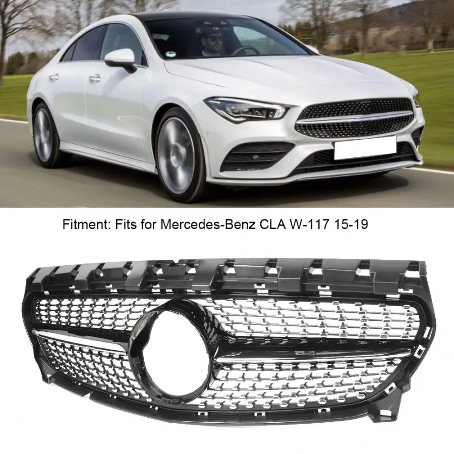 Черная решетка переднего бампера Алмазный стиль подходит для Mercedes-Benz CLA W-117 новые автомобильные аксессуары