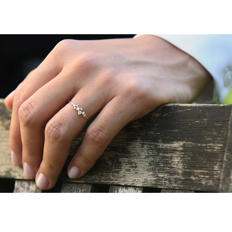 Minimalist Simple Engagement Ring For Women Crystal Elegant Bridal