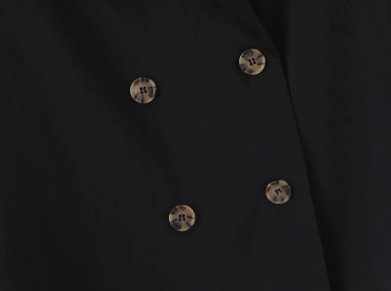 Мода Za женский черный элегантный Длинный блейзер двубортный офисный женский формальный пиджак с длинным рукавом Женская шикарная верхняя одежда
