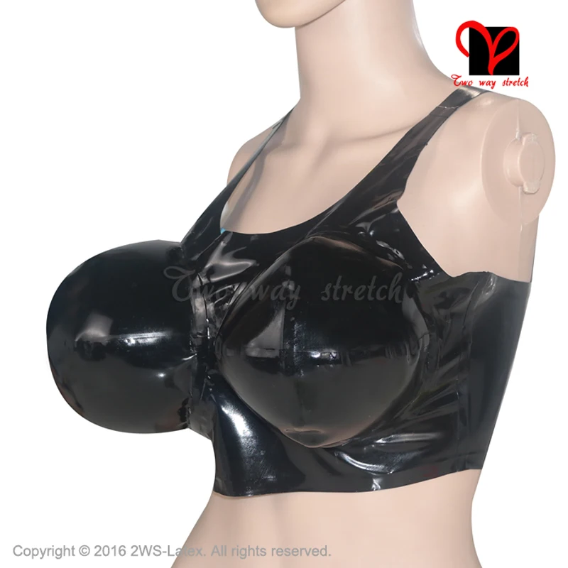 Black Sexy Latex Bra Inflatable Breasts Crop Top Rubber Lingerie Bikini Gummi Bustier Bralette Brassiere Xxxl Plus Size Ny-014