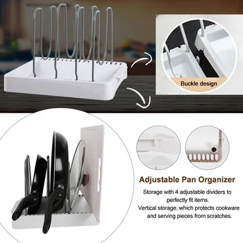 

Baking Tools Save Space Durable Cookware Rack Home Kitchen Countertop Adjustable Pan Organizer For Cabinet Multifunction Modern