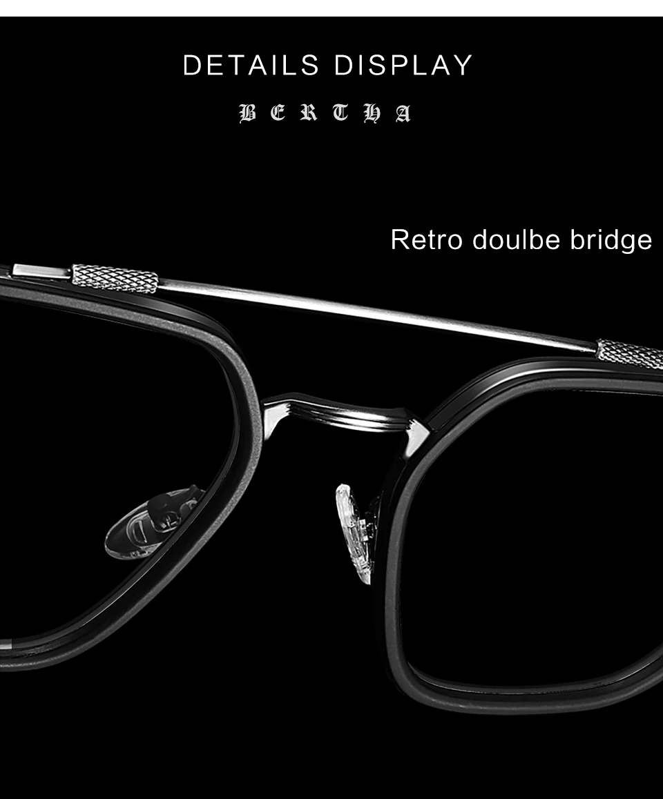 BERTHA Retro Glasses Frame Anti Blue-light Glasses Eyewear Carve Decoration Classic Frame Photochromic Wider Edge SF1513 blue light filter glasses