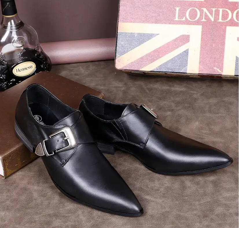 Pointed Toe Mens Dress Shoes Business Leather Luxury Wedding Loafer Floral Print Men Flats Office Party Formal Shoes 38-46