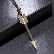 Модные мужские винтажные ожерелья в стиле панк с кожаными стрелками, подвески, ожерелье, колье на цепочке, ювелирные изделия, подарок