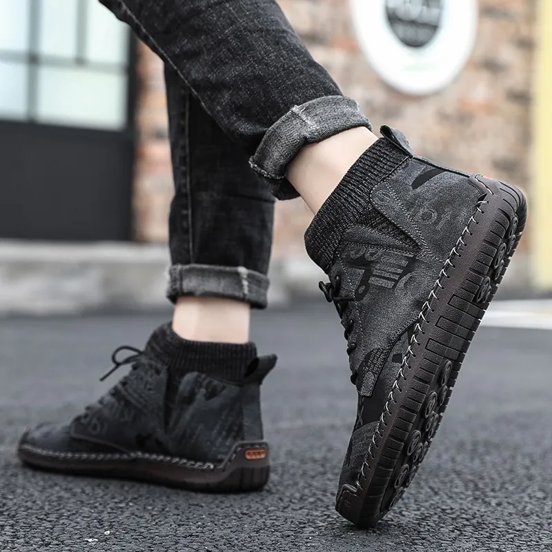 Brand Men Snow Boots Winter Plush Warm Men's Boots High Quality Suede Motorcycle Boots Autumn Man Work Shoes Zapatillas Deporte