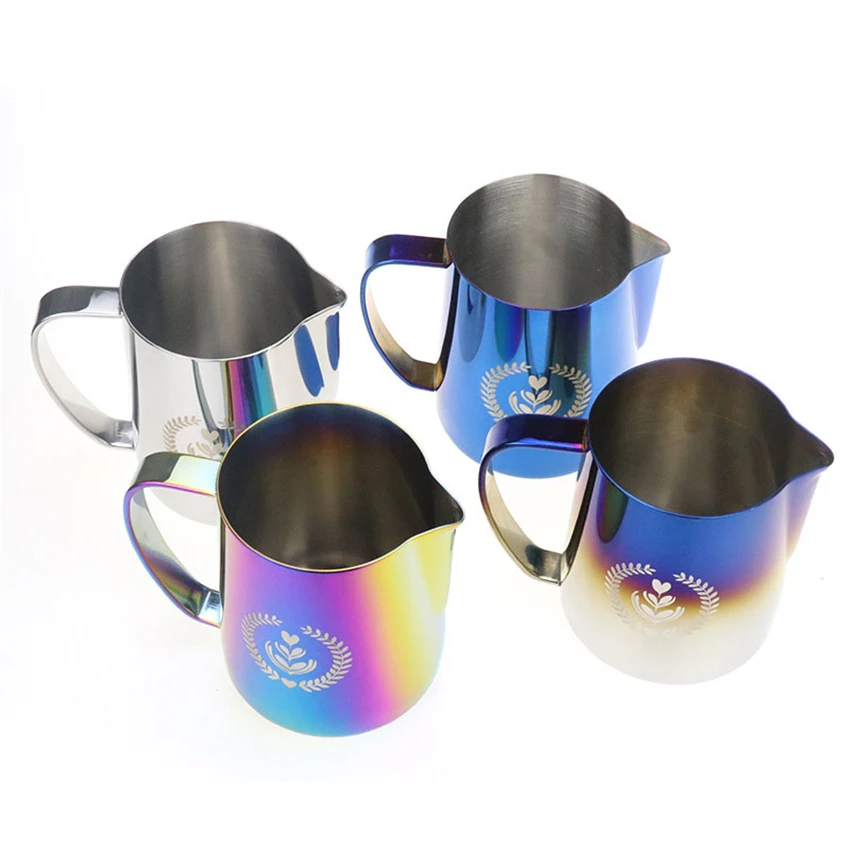 Goedkoop 350 600ml Rvs Opschuimen Werper Pull Bloem Cup Latte Melkkan Koffie Melk Mok Frother Melk Schuimende tool Coffeware