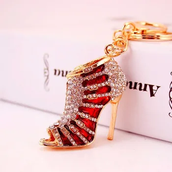 

New High Heels Shoe Pendant Charm Rhinestone Crystal Purse Bag Keyring Key Chain Accessories Wedding Party Lover Gift