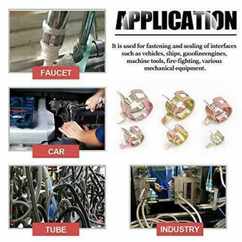 

80xSpring Clips Fuel Water Hose Clip Pipe Tube Clamp Fastener Elements Suitable