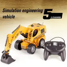Высокая моделирования сплав инженерный автомобиль 5CH провод управления модель автомобиля экскаватор игрушки с светильник металлические литья игрушки лучшие подарки