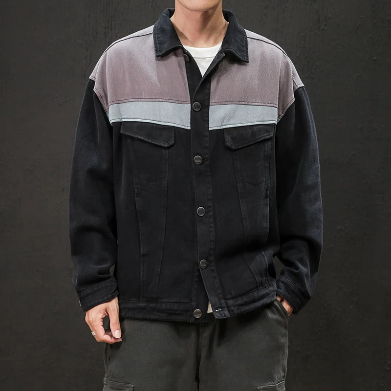

2019 Autumn And Winter Men's New Casual Contrast Color Printing Single-breasted Pocket Decorative Jacket Loose Cotton