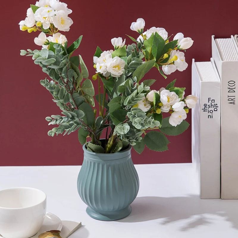 Florero de flores de plástico resistente a las caídas florero de decoración para casa florero blanco de imitación de cerámica|Jarrones| - AliExpress