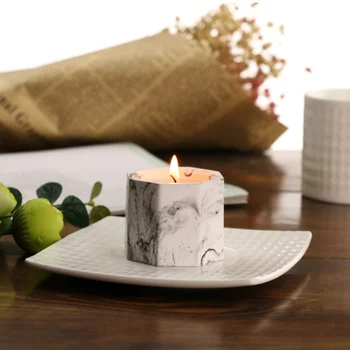 

Soy Wax Romantic Aromatherapy Candles With Marble Plaster Cup Coconut Wax For Wedding Decoration Candles Handmade Gifts
