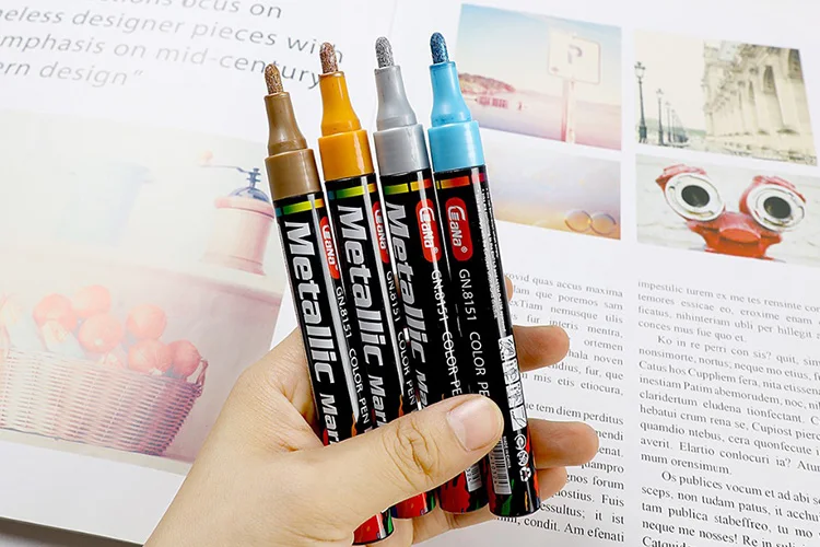 1Pcs Water-based Paint Metal Marker Pens Sharpie 3.0mm Gold Silver Ceramic Rock Glass Porcelain Mug Wood Fabric Canvas Painting