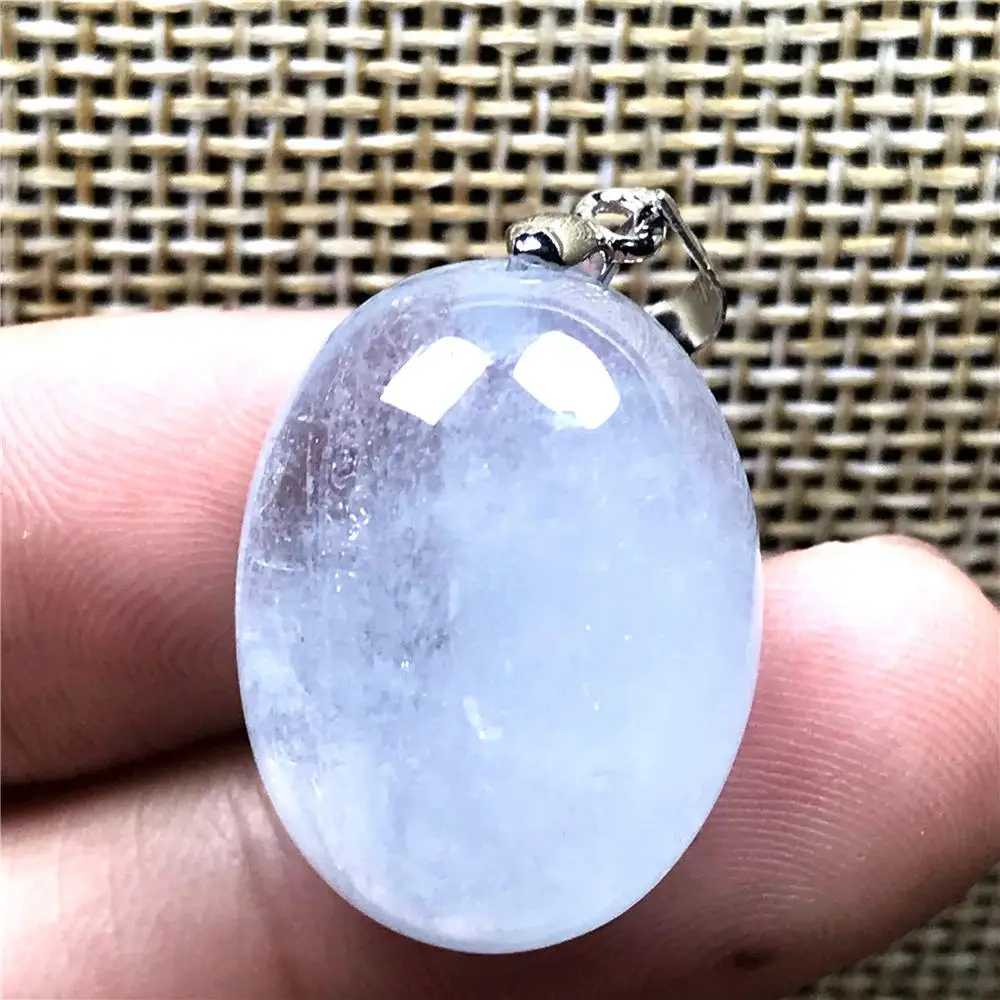 

100% Natural Ocean Blue Aquamarine Necklace Pendant For Woman Lady Man 21x16x10mm Beads Silver Stone Oval Gemstone Jewelry AAAAA