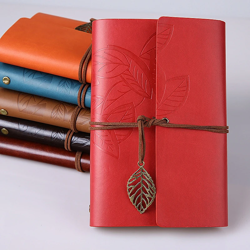 

2020 Retro leaves Notebook Diary Notepad Vintage PU Leather Note Book Replaceable Stationery Gift Daily Memos Traveler Journal