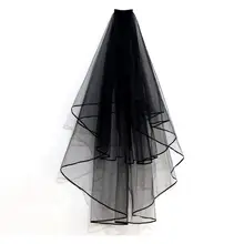 Черная свадебная фата невесты Ретро Длинная свадебная фата Дешевые Свадебные вуали с лентой границы для женщин дам