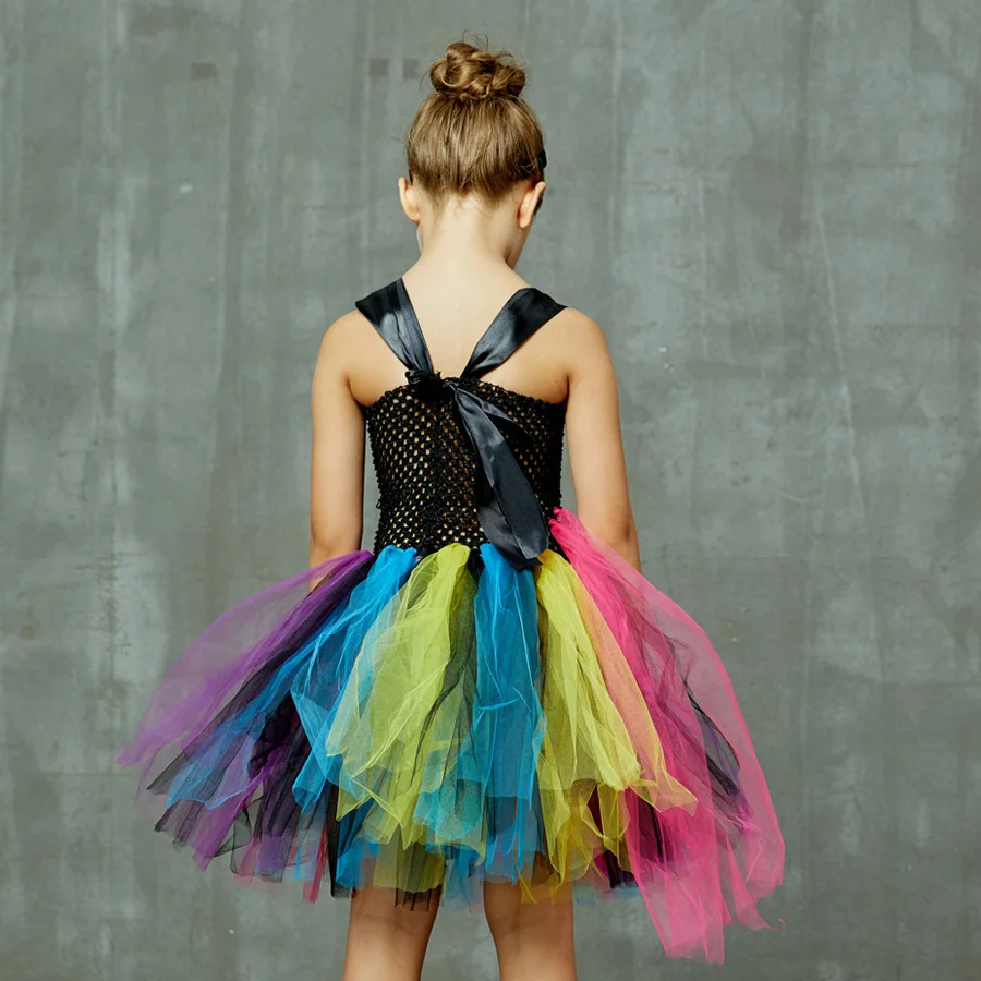Colorful Mad Hatter Inspired Girls Tutu Dress with Headband Alice Wonderland Halloween Costume Children Carnival Party Dress (18)