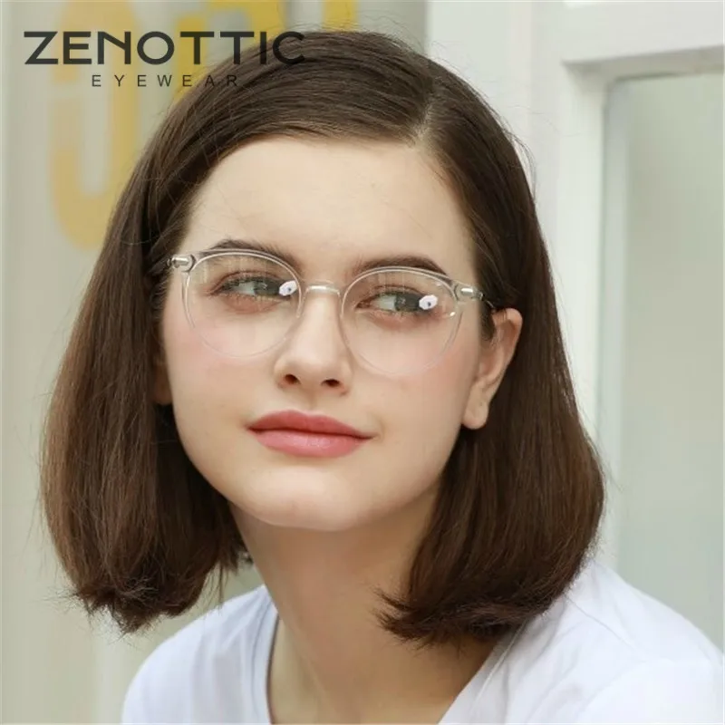 ZENOTTIC Ретро Ацетат круглые очки оправа для женщин прозрачные оптические близорукости винтажные сверхлегкие