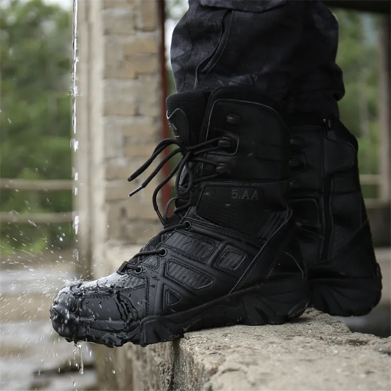 Military Tactical Mens Boots Special Force Leather Waterproof Dirty Desert Combat Ankle Boot Army Duty Work Shoes Lightweight