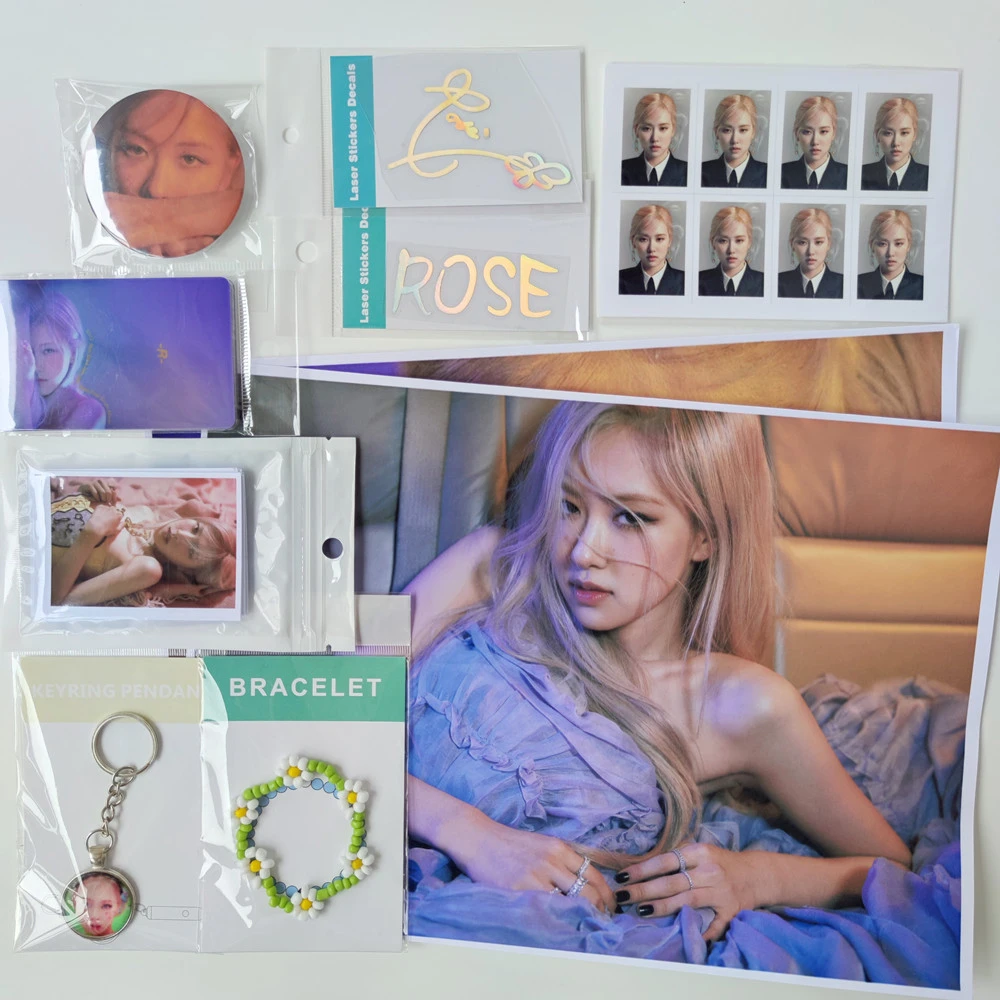 Kpop Roseanne Park ROSÉ Solo Album -R- On The Ground Fan Goods Collection Poster Badge Pin Button Bracelet Cards Picture Photo yandy costumes