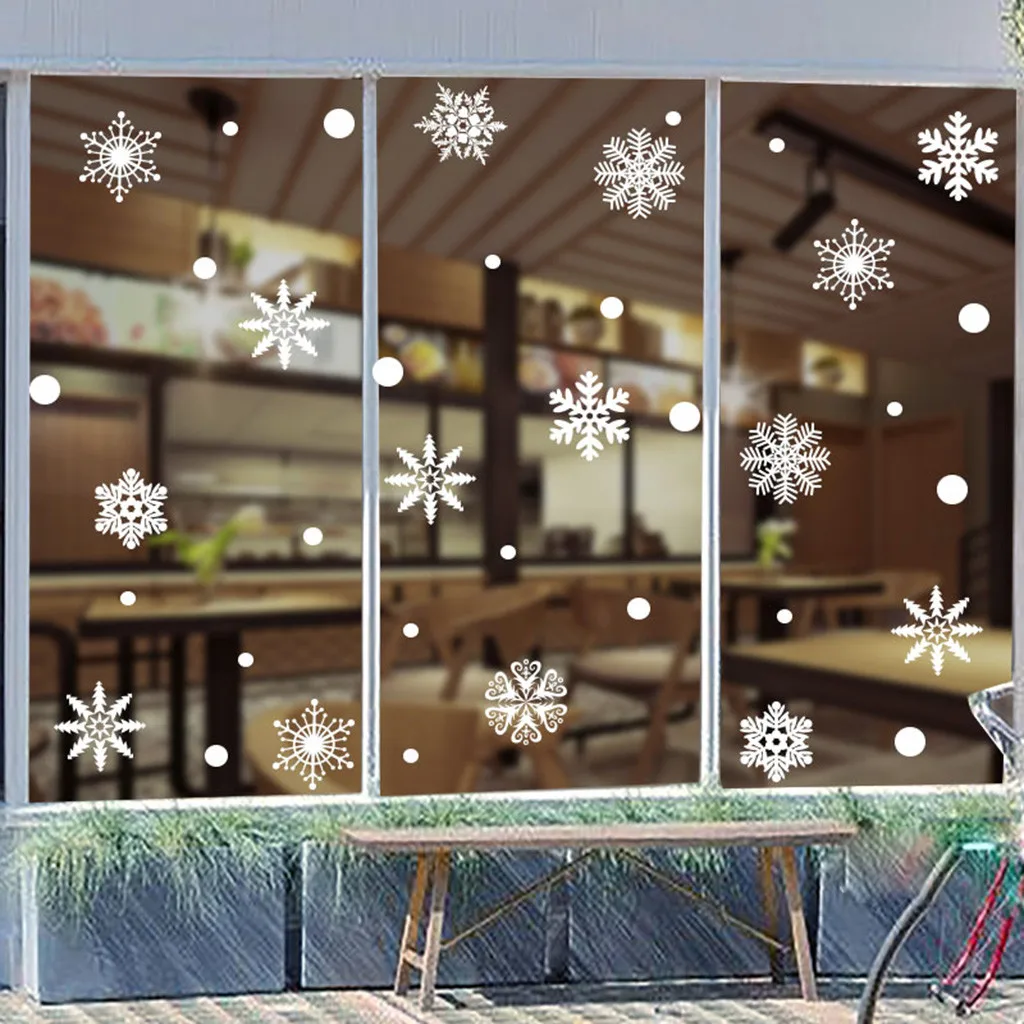 Christmas Cute Snowman Restaurant Mall Decoration Snow Glass Window Wall Window Stickers Home DIY Decal Snowflake Xmas Art Decor