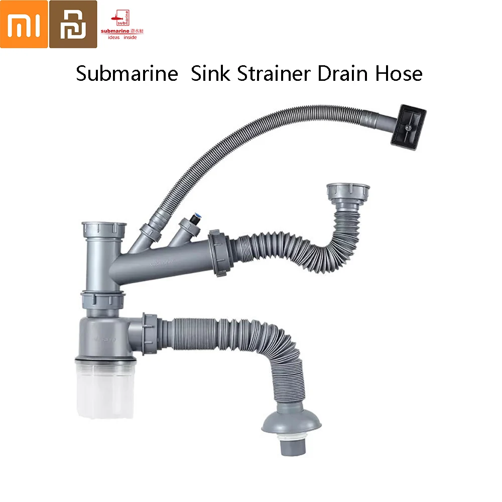 Submarine Kitchen Sink Strainer Drain Hose Vegetable Basin Deodorant Drain Pipe Single / Double Sink Drain Set From Youpin