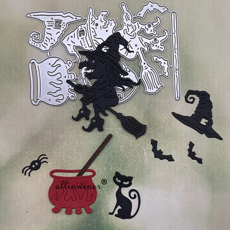 

Украшение Хэллоуин ведьма металлические штампы трафареты вырезанные для DIY скрапбукинга альбома бумаги тиснения