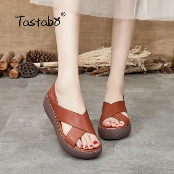 

Platform Sandals Women Wedge High Heels Shoes Women Buckle Leather Canvas Summer Zapatos Mujer Wedges Woman Sandal H8807