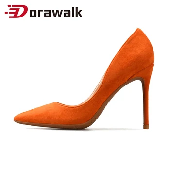 

High Heels For Women Office Fashion Red Suede Stilettos Pointed Toe Casual Work Ladies Girls Shoes Woman Pumps Plus Size 32-46