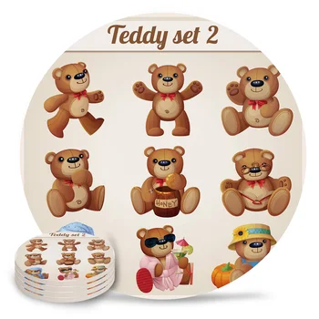 

Little Bear Cartoon Placemat Ceramic Drink Coasters Table Decoration Absorbent Moisture